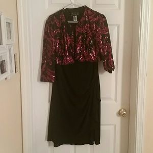 Evening wear, black dress, sequence removable top